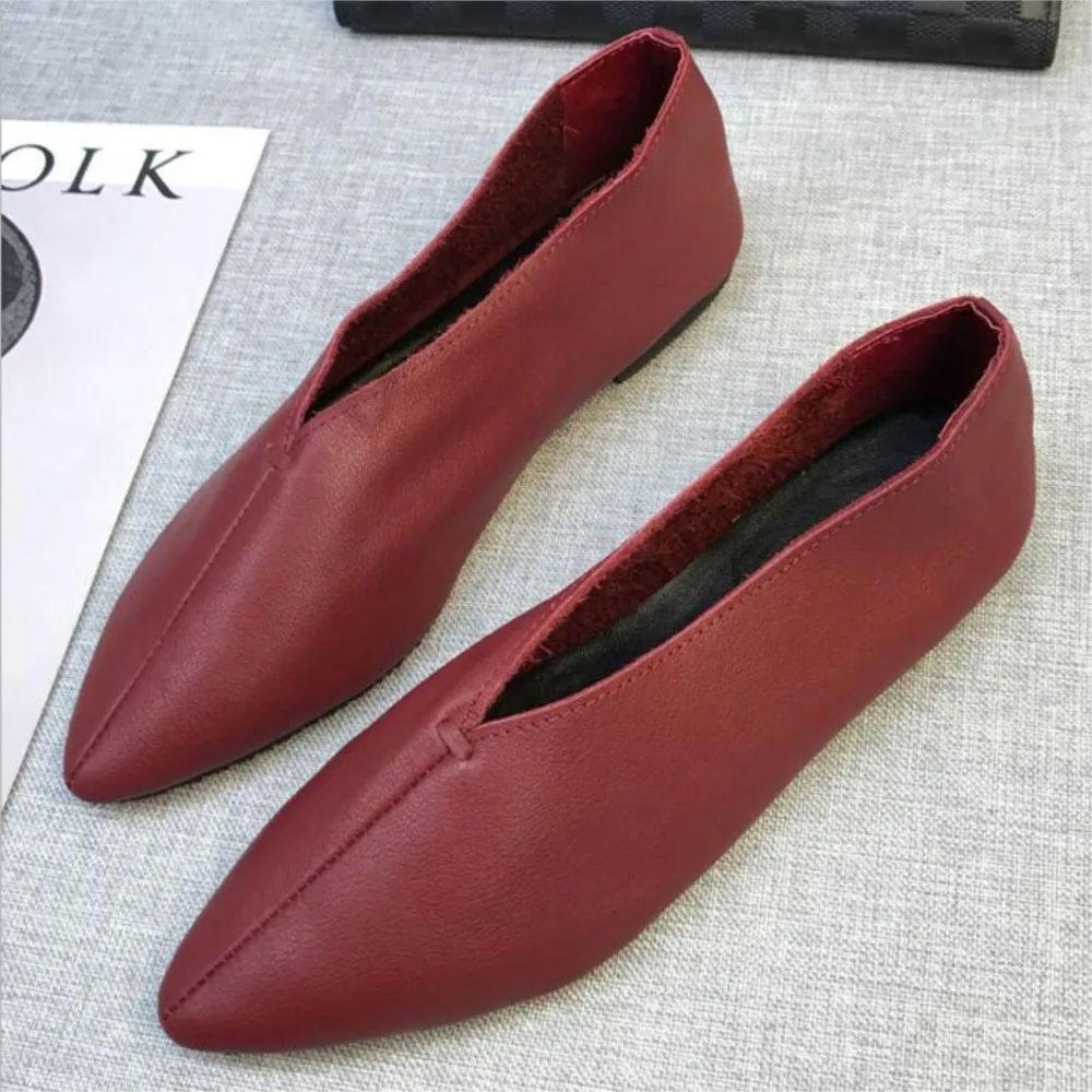 Brand Spring Autumn Woman Soft Leisure Flats Leather Shoes Woman Moccasins Loafers Female Casual Driving Footwear Big Size 34~40