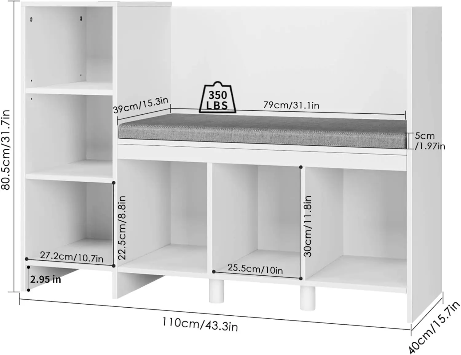 Kids Reading Nook Bench, Nursery Bookshelf and Bookcase with Seat Cushion, 6-Cubby Book Shelf Storage Organizer fo