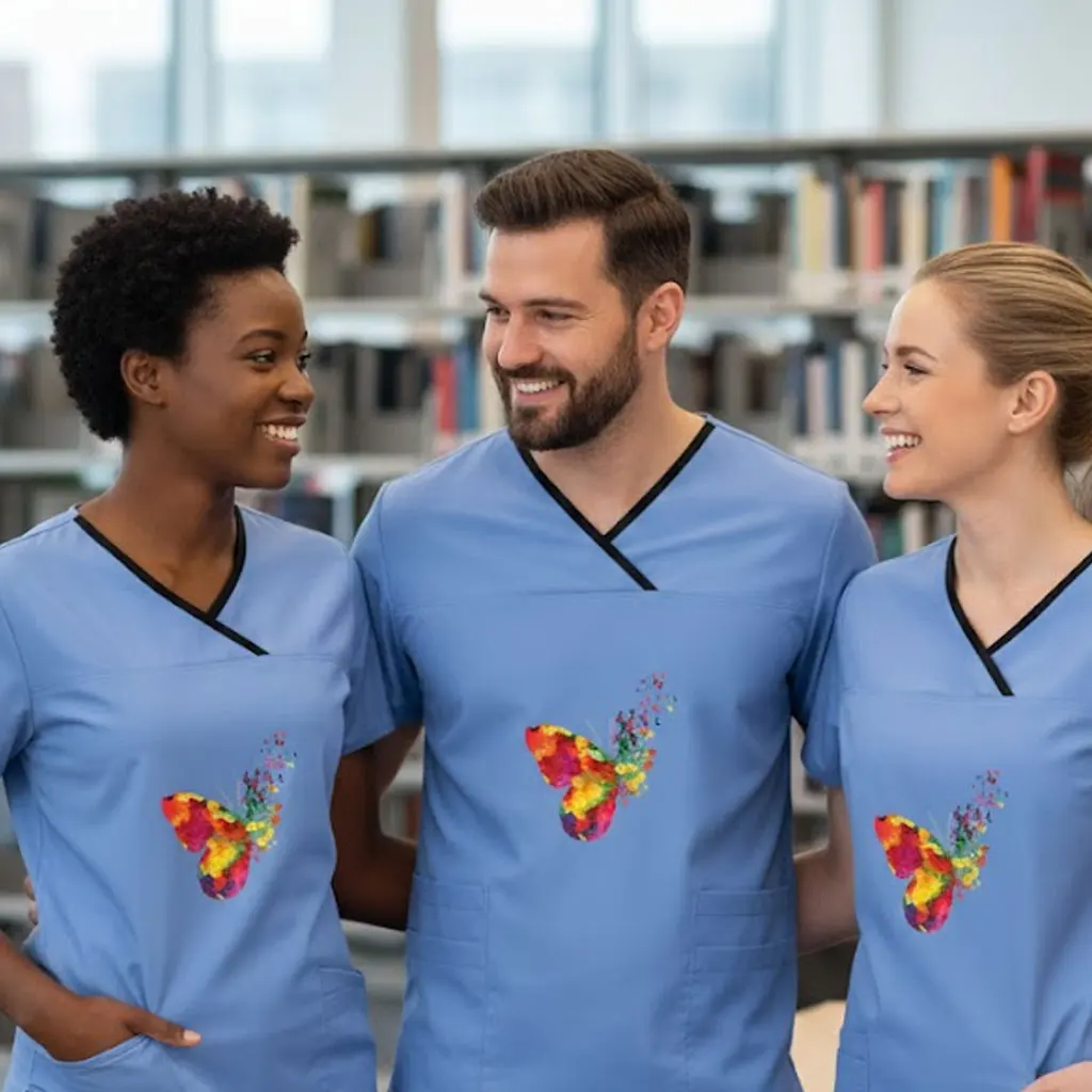 Conjunto de Uniforme Cirúrgico Personalizado para Mulheres com Manga Curta e Fenda, Essencial para Dentistas e Clínicas