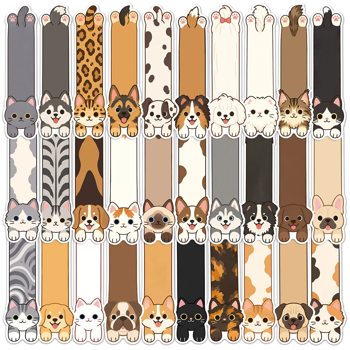 30PCS Cute Cat Dog Bookmark Cartoon Reading Page Book Annotation Decoration Notebook Clip Student Creative Gift Bookmark