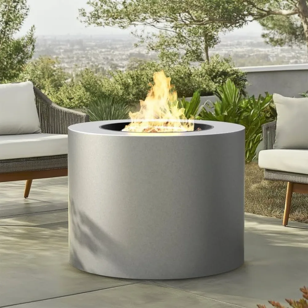 32-Inch Round Propane Fire Pit with Alloy Steel Finish, 50,000 BTUs, CSA Certified, Includes Lava Rocks and Weatherproof