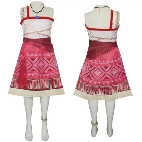 Moanaa Cosplay Costume Women Adventure Outfit Skirt Set Princess Dress Up with Necklace for Halloween Carnival Party