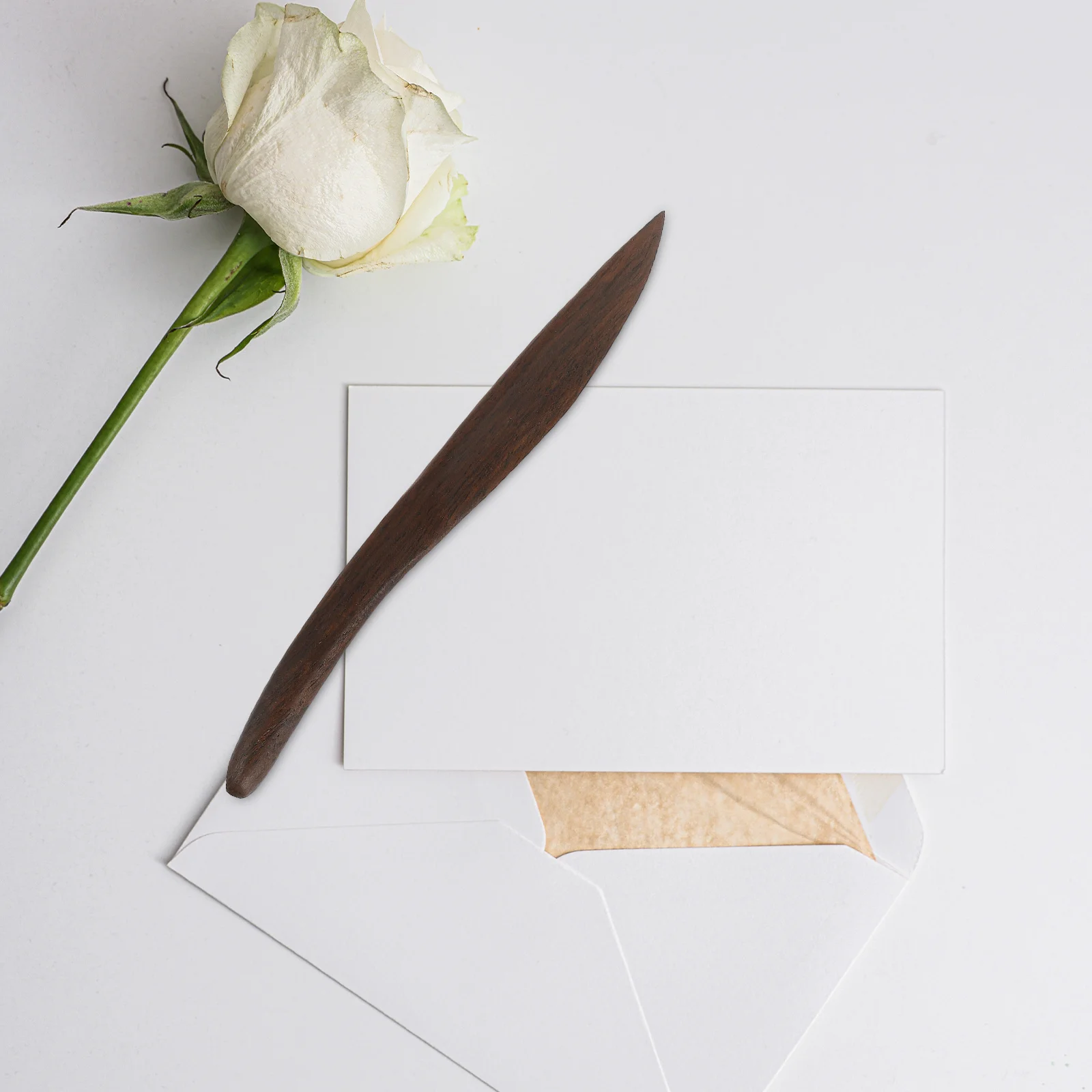 قاطع الورق الخشبي من خشب الأبنوس الأسود متعدد الوظائف فتاحة الرسائل مريح مقاوم للاهتراء قاطع مغلف مكتبي محمول منزلي #6