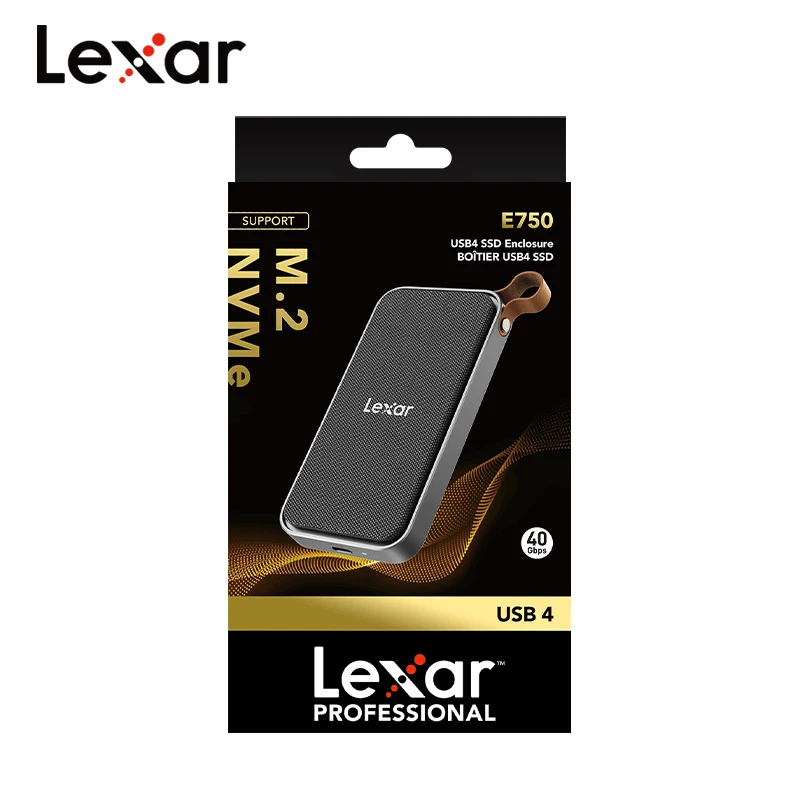 Внешний корпус для SSD Lexar Professional USB 4 E750, высокоскоростной, до 3800 МБ/с, Plug & Play, поддерживает M.2 NVMe SSD.