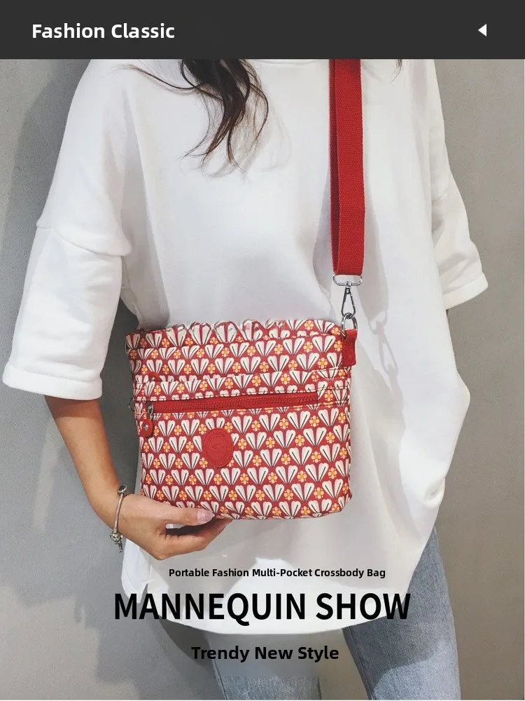 

CGNIUNIU Этническая женская сумка через плечо из водонепроницаемого нейлона и холста, большая вместительная сумка-кроссбоди для повседневного использования, квадратная сумка для поездок на работу