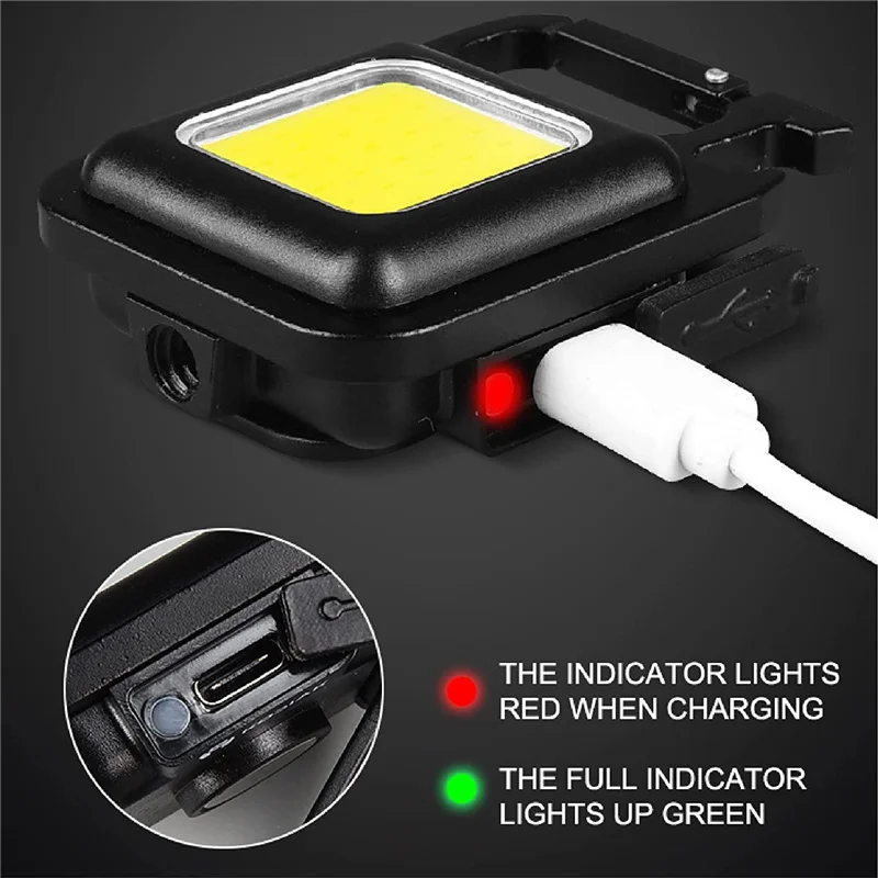 Mini COB LED Flashlight Keychain Light Multifunctional Portable Lamp USB Charging Emergency Lights Outdoor Work Camping Lantern