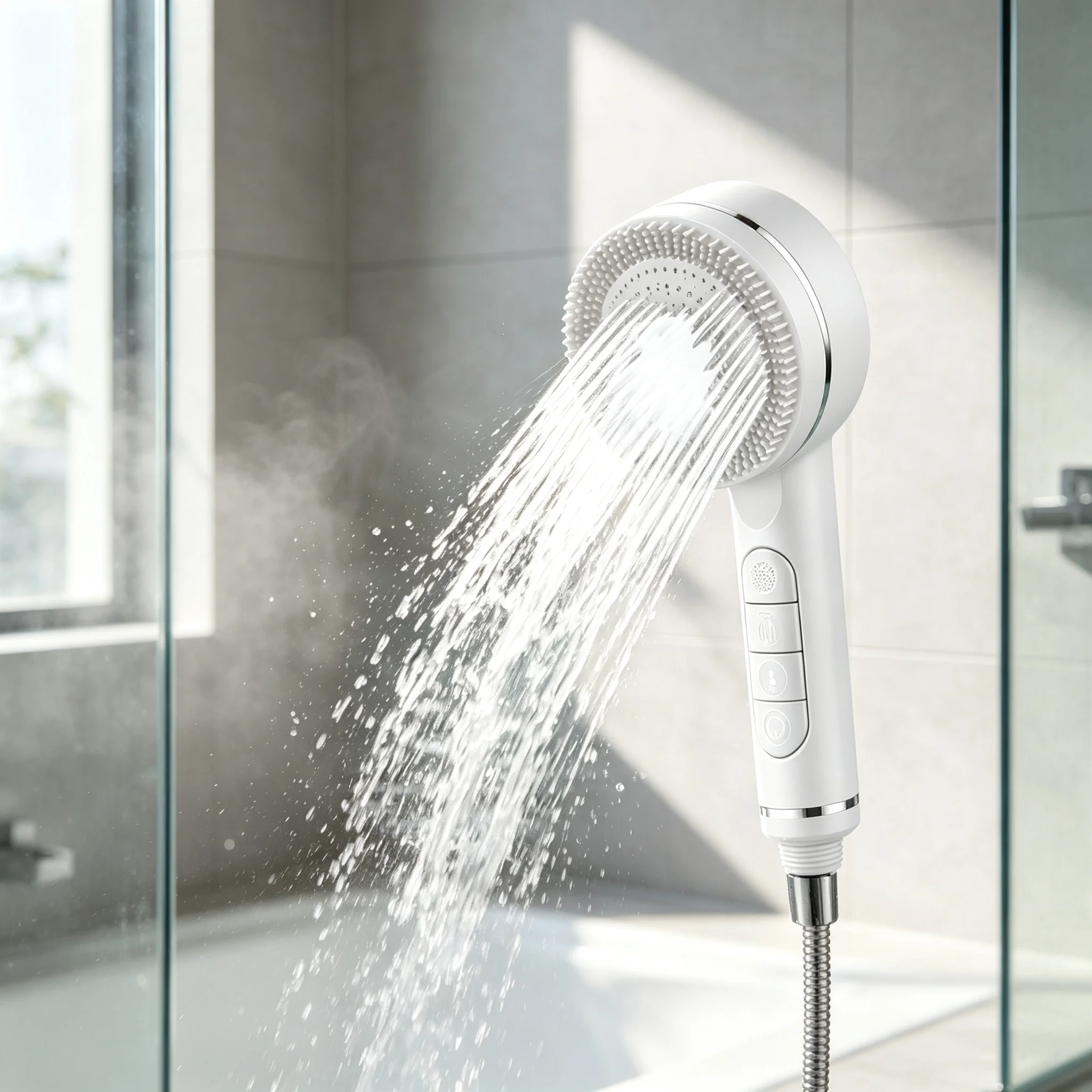 4‑Mode SPA Massage Filter Shower Head Handheld Sprayer Outer Silicone Scrubber Design for Relaxing Household Bathing