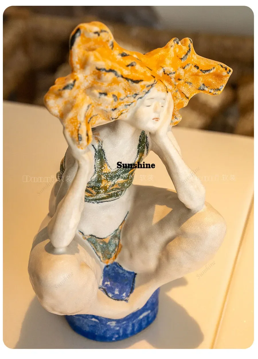 Modern minimalist art figure ceramic ornament living room model room gift  FT