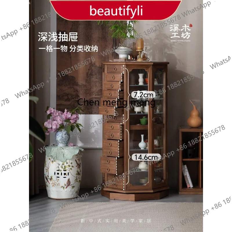 

X188 New Chinese-style solid wood rotating cabinet Solid wood rotating display storage chest cabinet