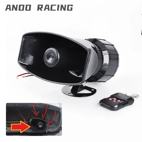 Imagen 1 del producto Accesorios para coche, altavoz de 12V con 7 sonidos, sirena electrónica inalámbrica de 130dB, alarma de advertencia para coche, bocina de sirena de fuego de policía, altavoz