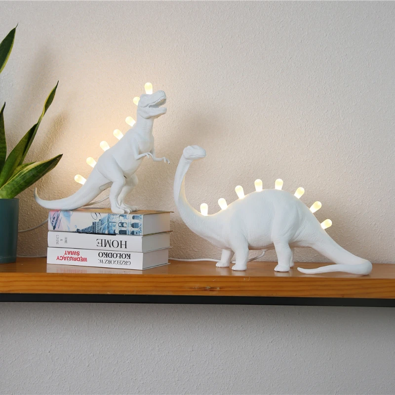 JURASSIC Dinosaur Table Lamps for Bedroom Resin Brontosaurus T-Rex Led Desk Lamp Luminaire Home art Decor Light Fixtures