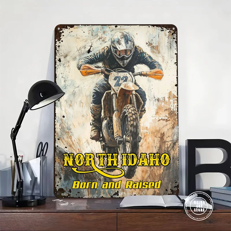 North Idaho Motocross Printing Poster Customized Retro Wall Art Vintage Metal Signs for Decoration Garage Decorations Home Decor