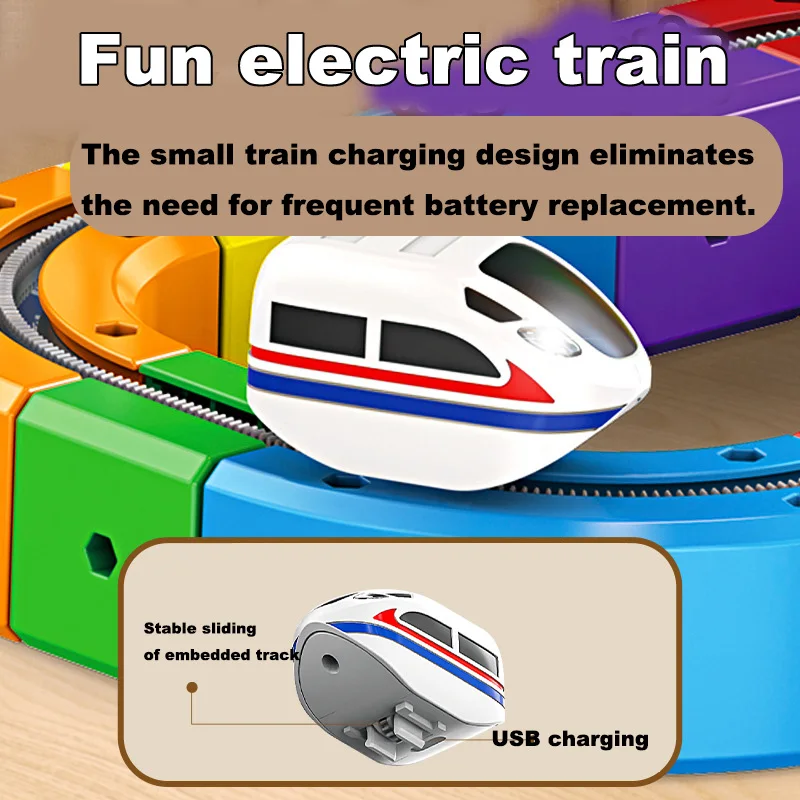 ชุดรางรถไฟแม่เหล็กไฟฟ้าพร้อมรถไฟต้านแรงโน้มถ่วง ของเล่น STEM สร้างสรรค์ รางรถไฟ DIY สำหรับเด็ก ของขวัญ