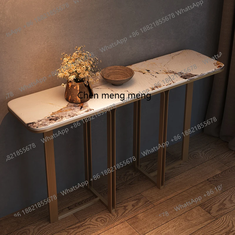 

light luxury against the wall simple modern entrance cabinet strip case new Chinese style entrance hall cabinet rock slab