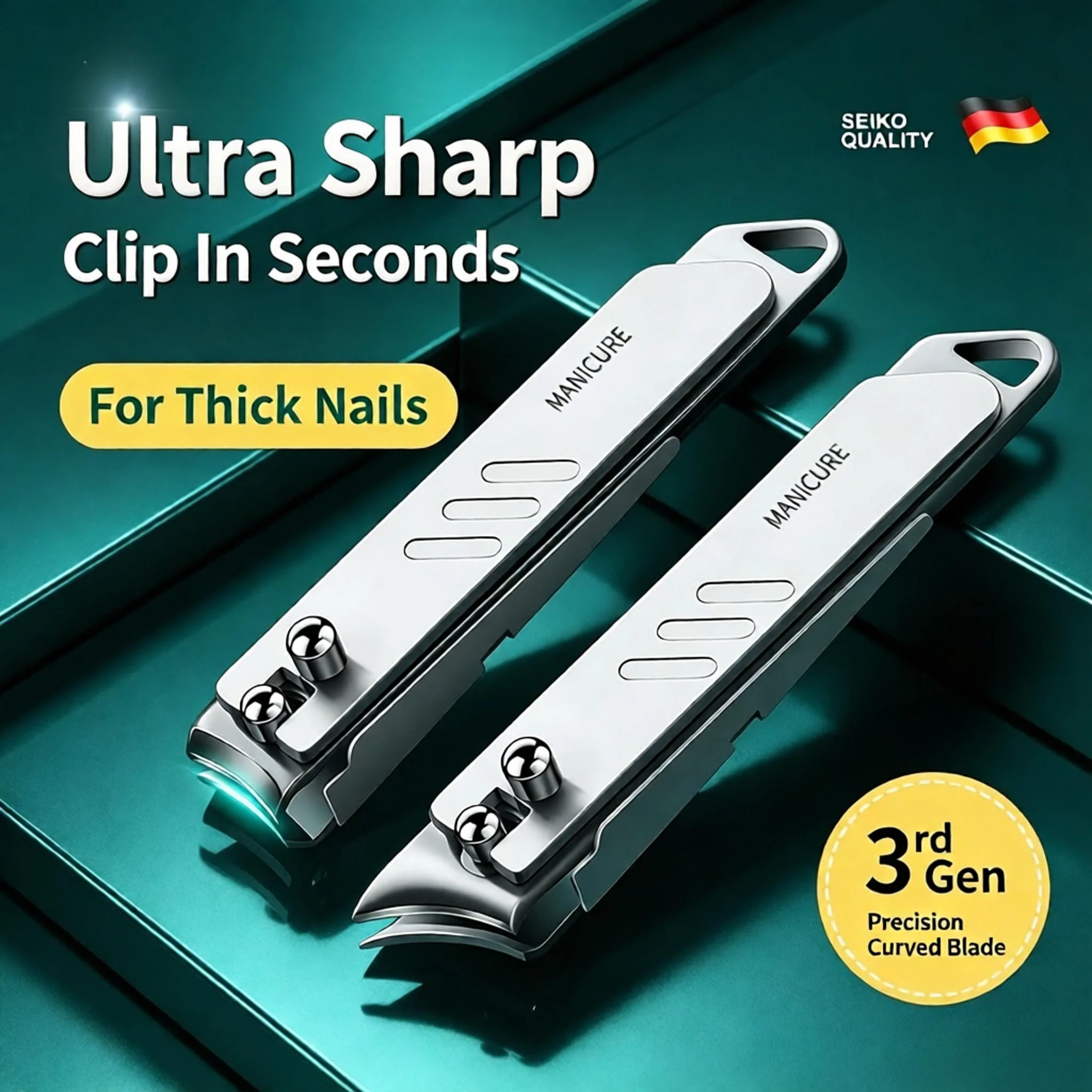 NEW 4PCS Stainless Steel Nail Clippers Cutter Trimmer Manicure Scissors Thick Hard Toenail Fingernail Pedicure Tools