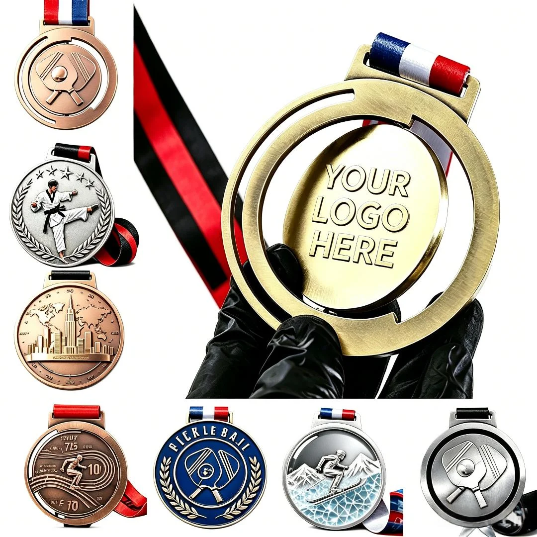 Rotatable Custom Award Medals Wear‑Resistant Zinc Alloy Medal for Running Taekwondo Skiing road cycling sports