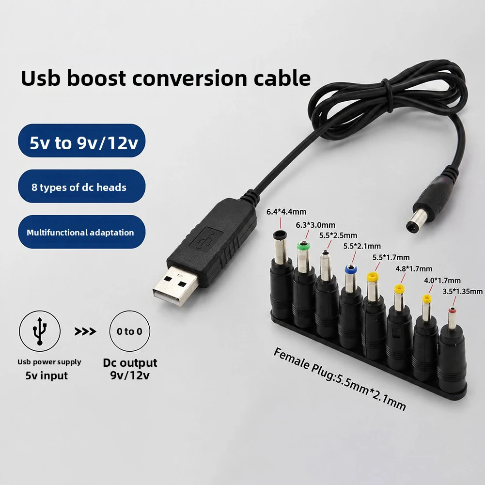 USB To DC Power Cable 5V To 12V USB Step Up Adapter Converter Cable Plug And Play Outdoor Camping Power Supply Cords