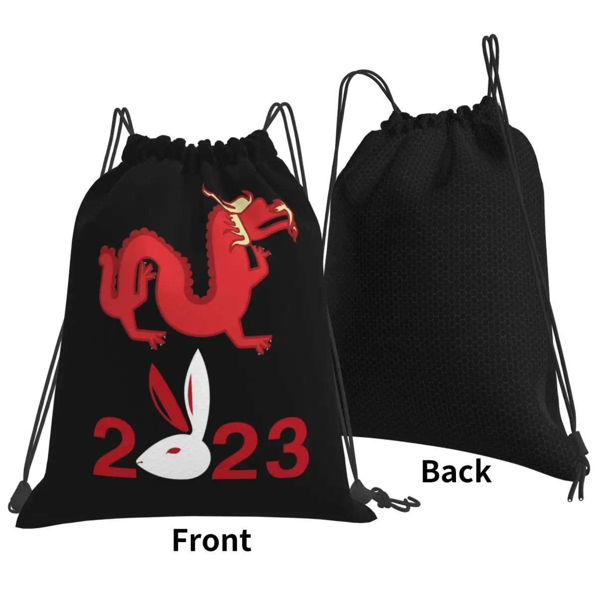 Happy Chinese New Year 2023 Year Of The Rabbit Backpacks Multi-function Drawstring Bags Sundries Bag Book Bags for Travel School