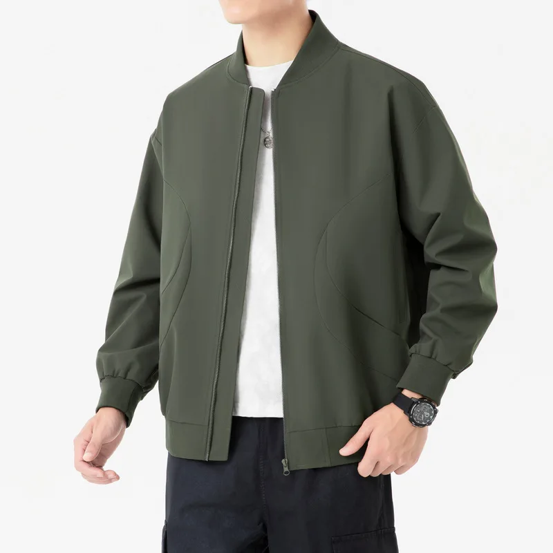 Men's Stand-Up Collar Casual Coat Spring Autumn 2025 Loose Cardigan Trendy Jacket Comfortable Fit Outerwear for Men