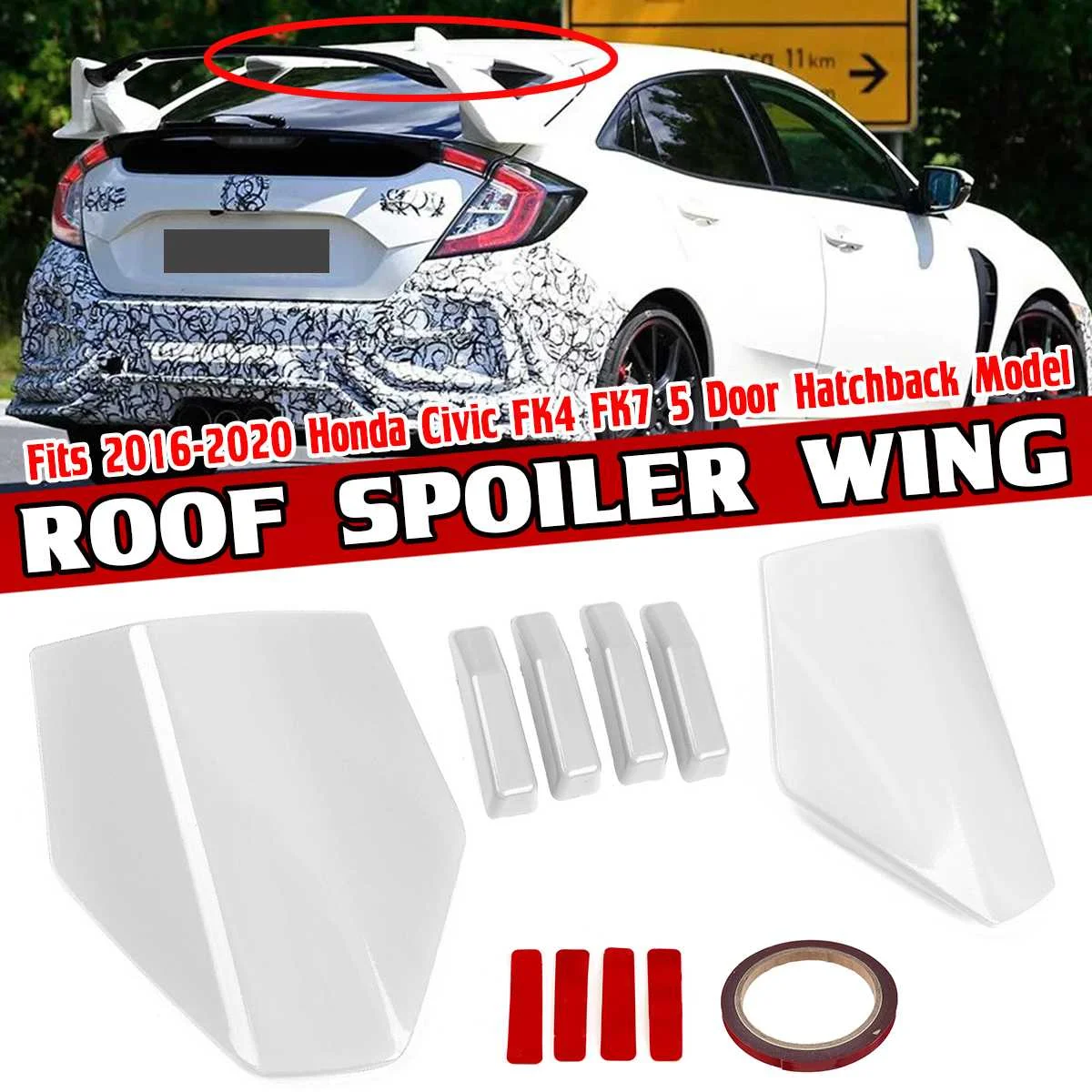

New Car Rear Roof Spoiler Wing Spoiler Cover For Honda For Civic FK4 FK7 5Dr Hatchback 2016 2017 2018 2019 2020 Wing Spoiler