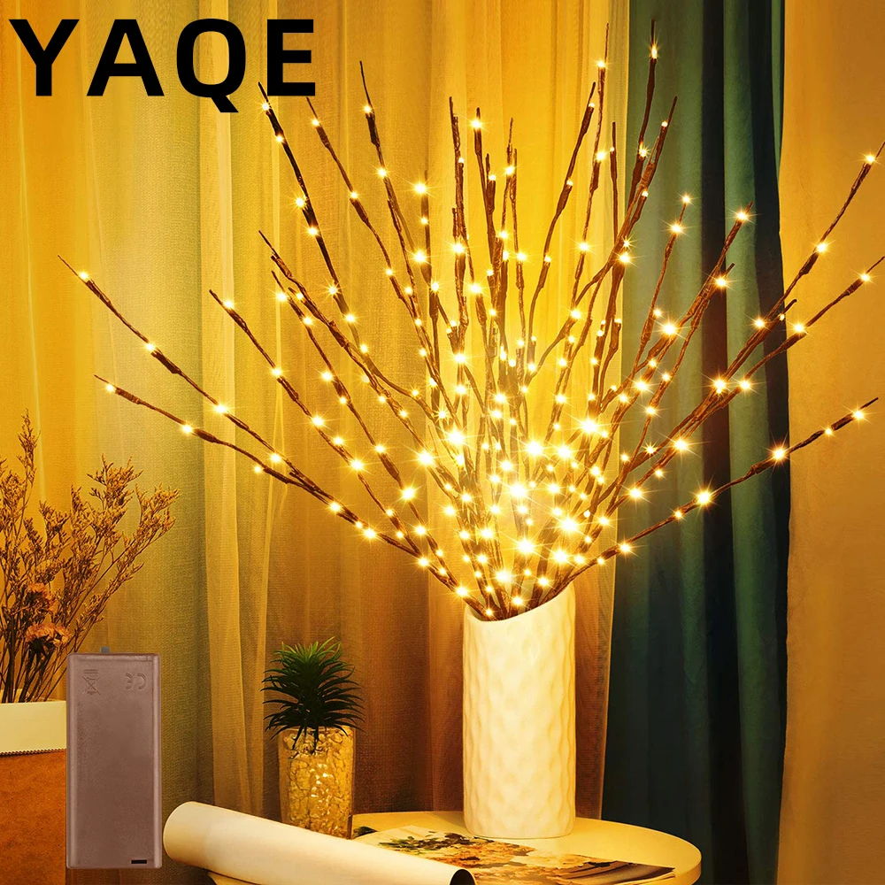 

YAQE 3-Pack Sakura Decorated Branch Lights with 20 LEDs Battery Operated for Indoor Desktop Wedding Party Halloween Christmas