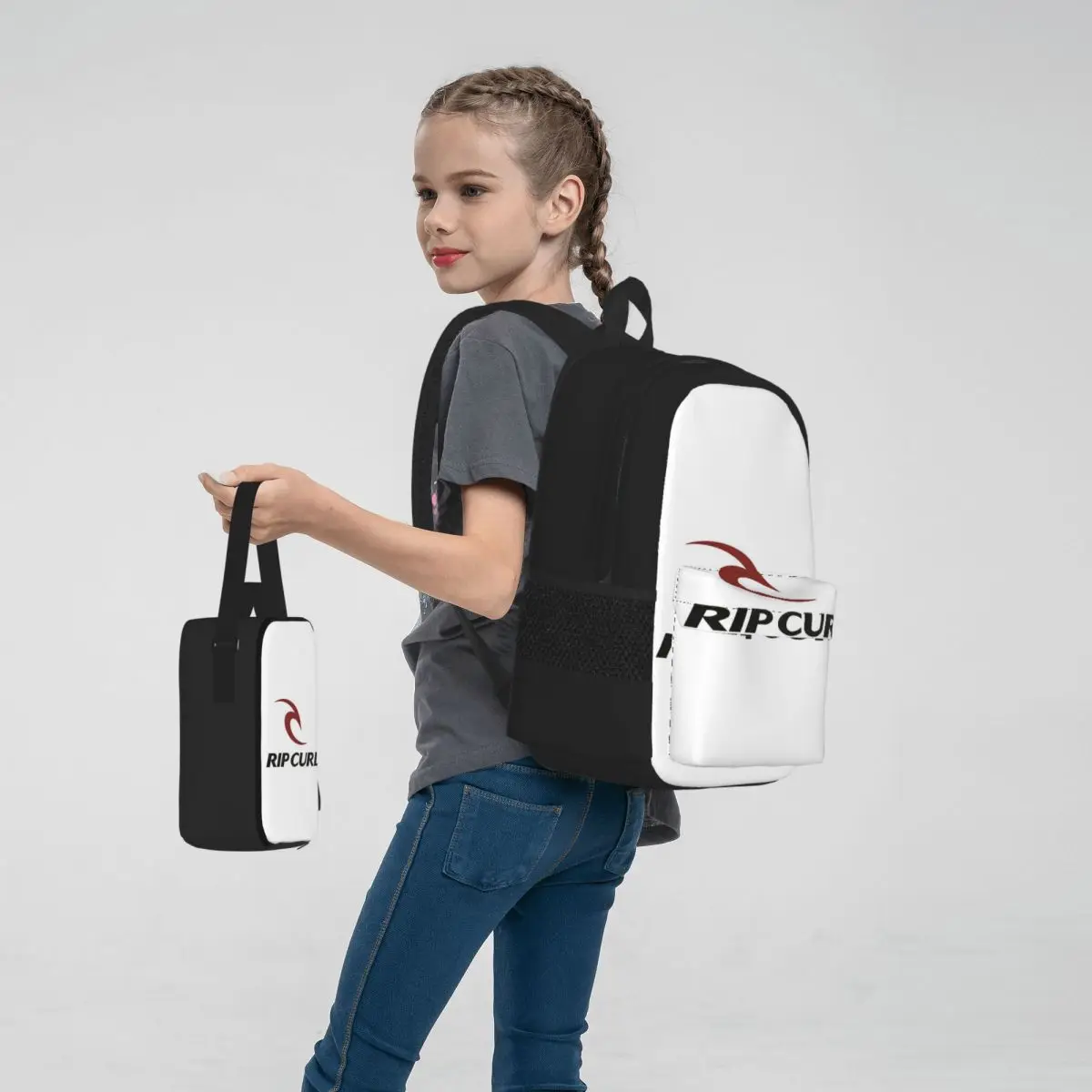 Mochilas Rip Curl Surf para meninos e meninas, mochilas escolares infantis, mochila infantil, lancheira dos desenhos animados, conjunto de canetas, 3 pcs