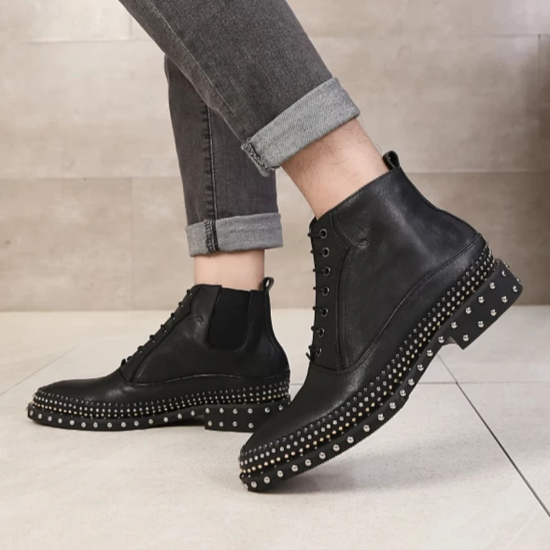 بريطانيا الأصلي برشام تصميم أحذية الموضة أحذية للرجال جلد طبيعي مخيط يدويا مريحة الأعمال أحذية قصيرة غير رسمية