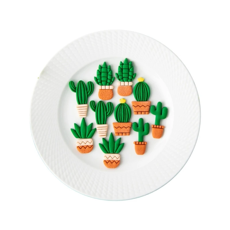 Cactus Pattern Earring Jewelry Pendant Moulds Plastic Soft Pottery Cutting Molds