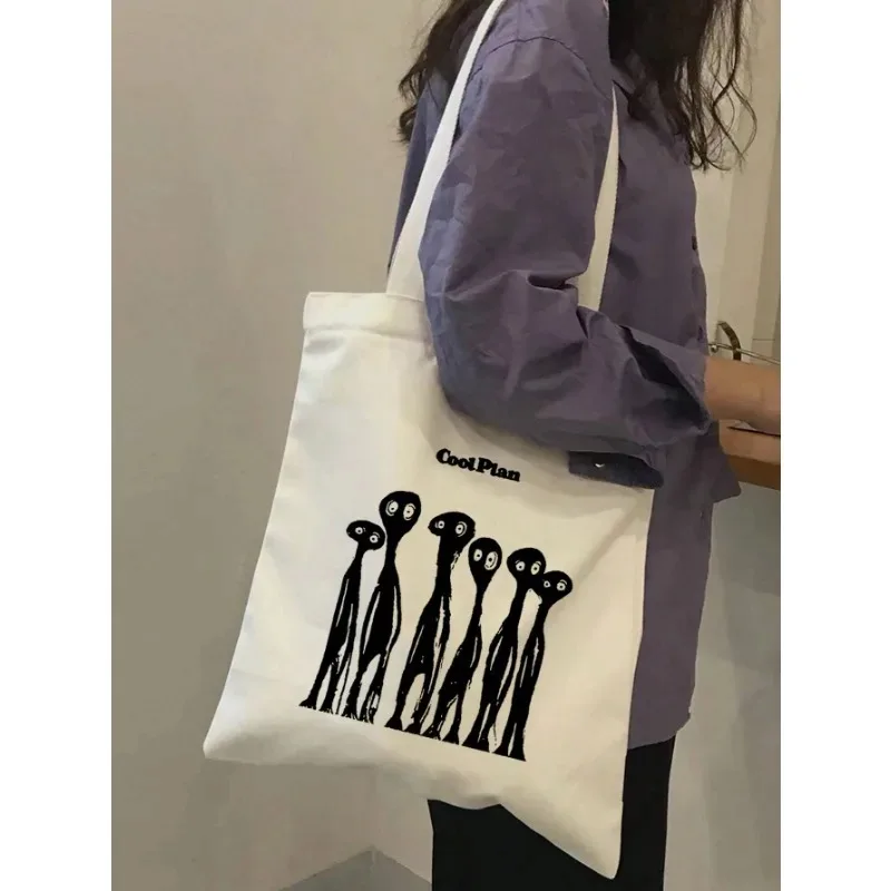 ROMWE Kawaii Bow Pattern Canvas Shoulder Bag Valentines Canvas Handbag Tote for Women Students Work Street Travel Gifts Bags - view 3