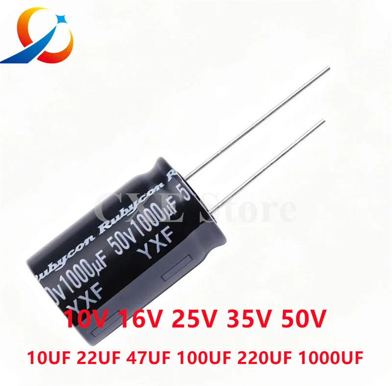 10 SZT. YXF 10V 16V 25V 35V 50V 63V 100V 10UF 22UF 47UF 100UF 220UF 470UF 680UF 1000UF Kondensator Elektrolityczny Rubycon NOWY — zdjęcie produktu 4