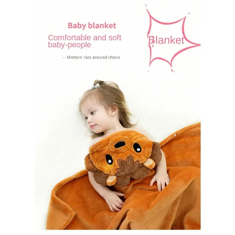 Cute Cartoon Little Yellow Duck Blanket Coral Velvet Hooded Bath Towel New Breathable Spring Baby's Newborn Swaddling Baby Scarf