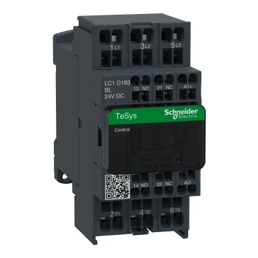 

LC1D183BL Schneider Electric LC1D183BL Picture 1 videos IEC contactor, TeSys Deca, nonreversing, 18A, 10HP at 480VAC, 3 phase,