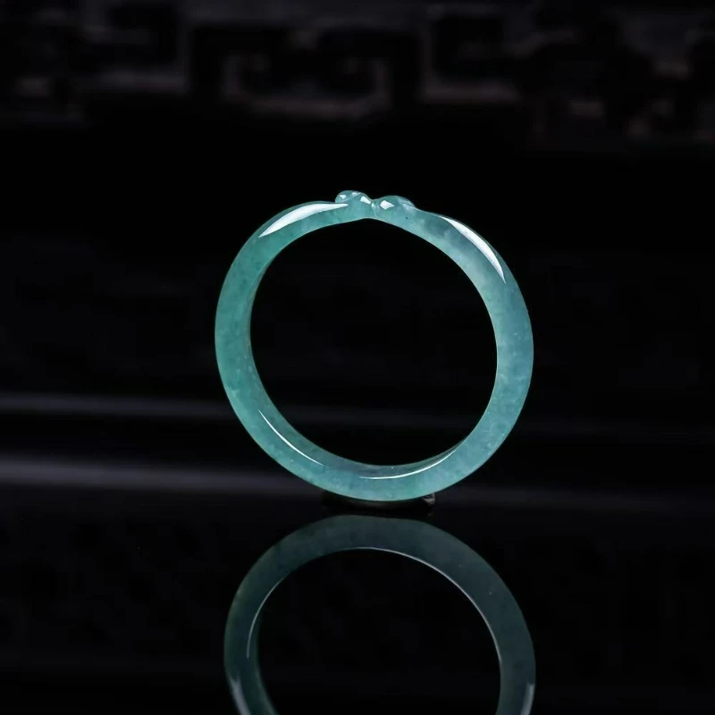 Bague pour femme en jade bleu birman naturel, bijou tendance, simple, personnalisé et polyvalent, cadeau