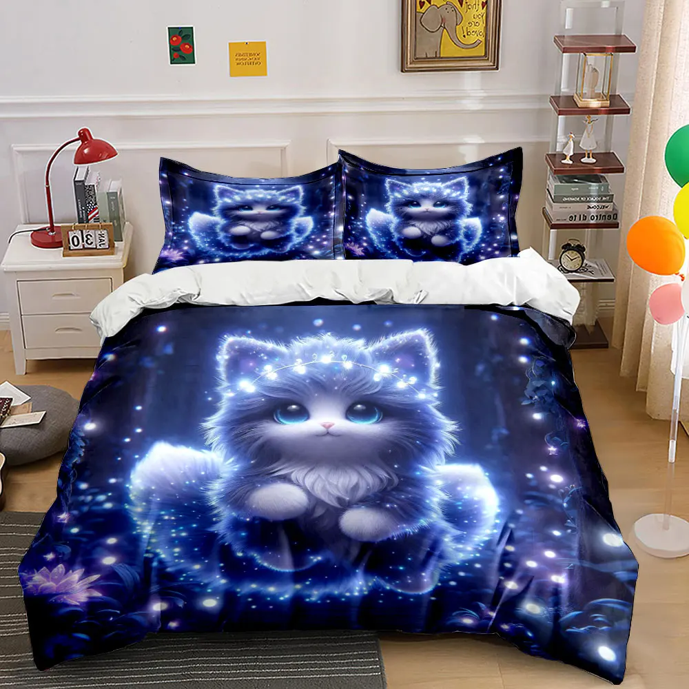 Mystical glowing creature in forest Print Bedding Set 1 Duvet Cover 2 Pillowcases for Adult and Children Luxury Gift Full Size