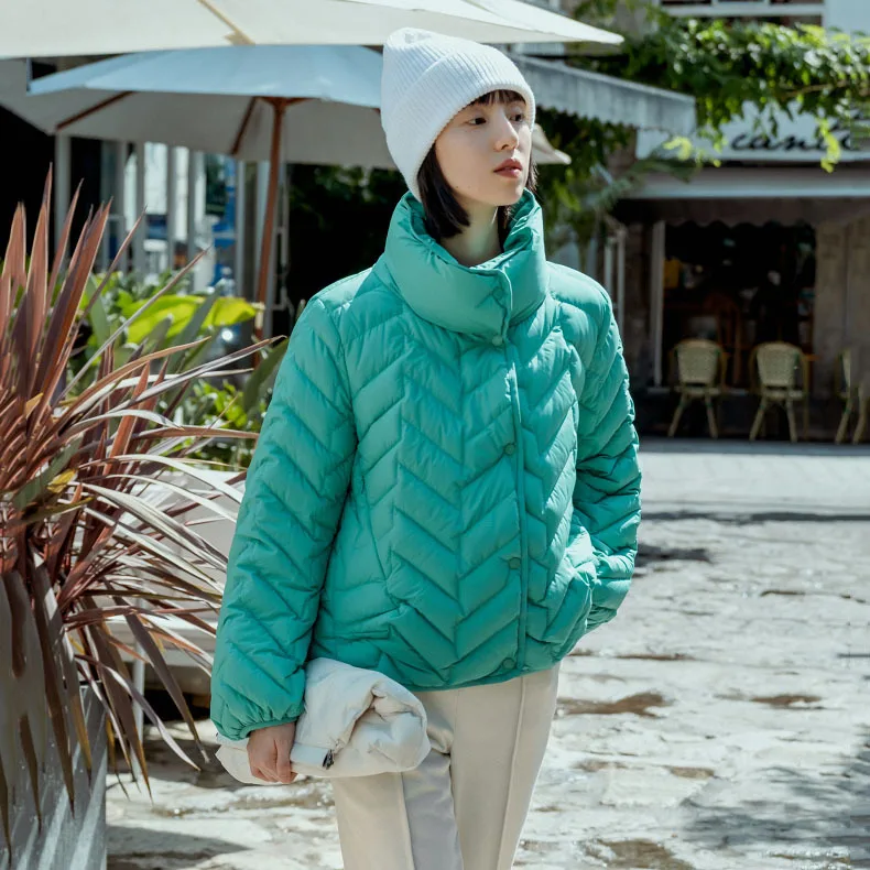 Women's Winter Tops Jacket Down Coat White Duck Down Short Standing Collar Short Vintage Simple Comfortable Leisure Versatile