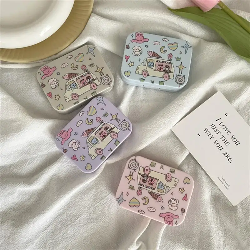 1~4PCS Beautiful Pupil Box Large Capacity Abs Glasses Case Home Furnishing Contact Lens Case Diverse Color Matching Pattern