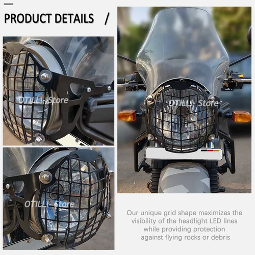Imagen 2 del producto Para Royal Enfield Himalayan nueva motocicleta faro de aluminio Protector de rejilla lámpara frontal cubierta de parrilla Protector de luz de cabeza 2016-2021