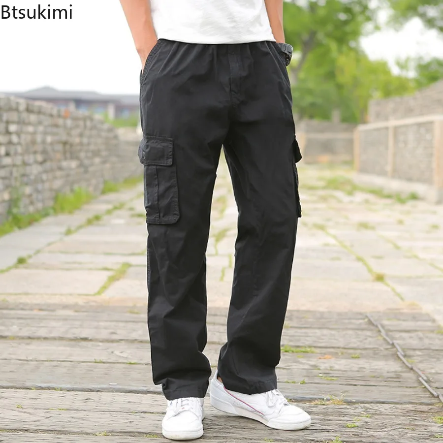 Work Pants Men's Summer Cotton Thin Casual Function Outdoor Hiking Assault Pant Mountain Loose Straight Leg Pants Sleeve Pants