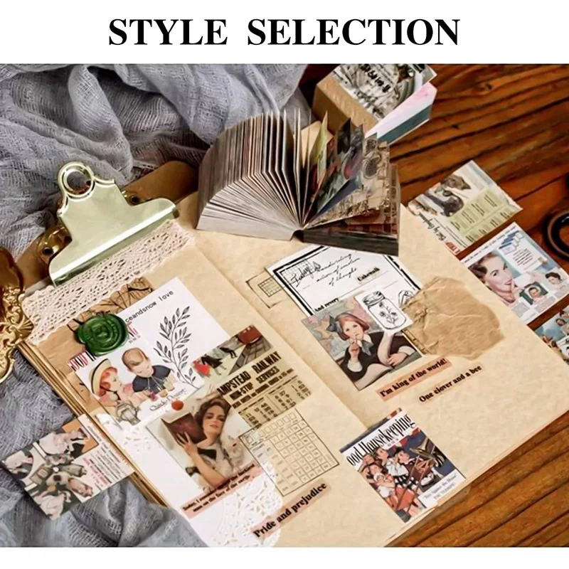 800 sztuk dziennika śmieciowego Vintage DIY papierowy materiał materiały do dziennika papier do scrapbookingu Retro dekoracyjne artykuły do dziennika