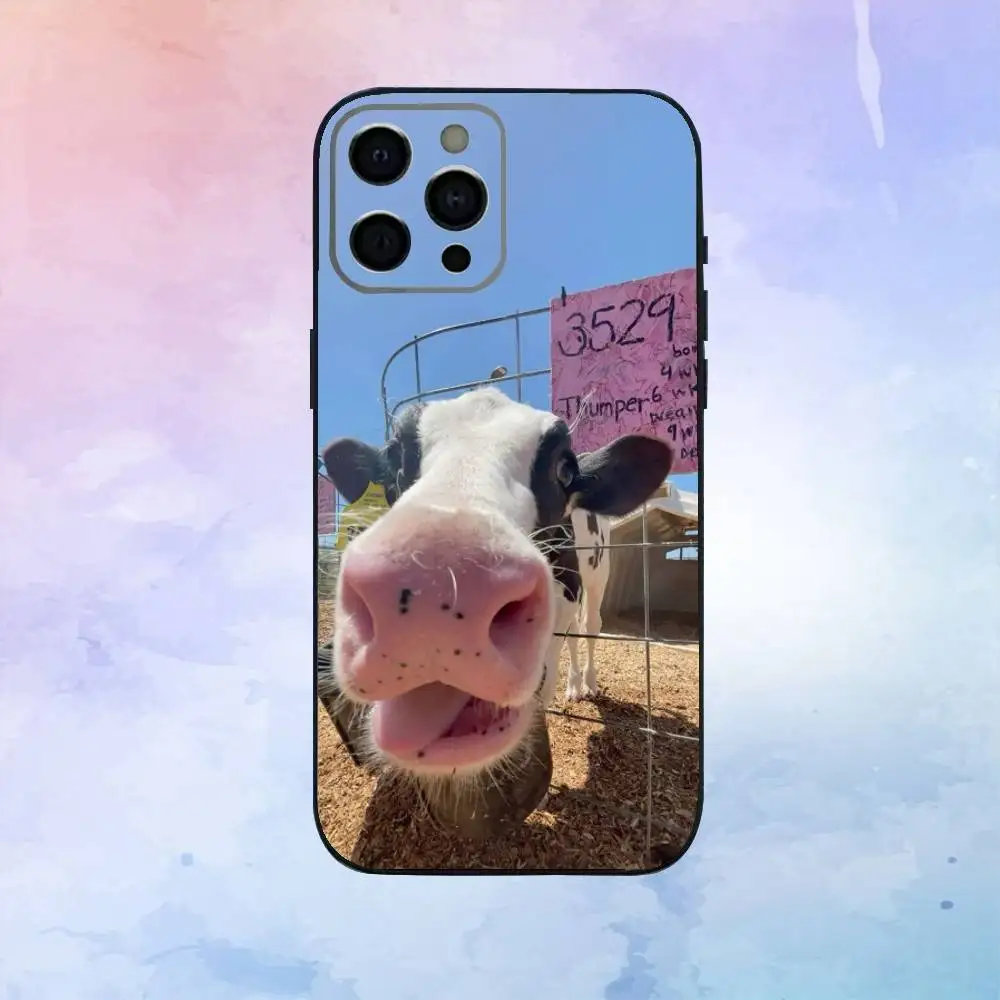Flower Milk Dairy Cow Cows OX Phone Case  For iPhone17,16,15,14,13,12,11 Plus,Pro Max Soft Black Cover