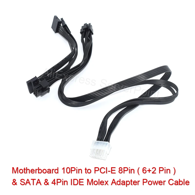 Well Tested 10Pin to PCI-E 8Pin ( 6+2 Pin ) & SATA & 4Pin IDE Molex Adapter Power Cable For HP DL380G6 G7 Server Power Cable