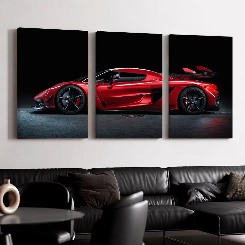 Stunning Red Supercar Framed Wall Painting Ready to Hang Canvas Poster for Bedroom Living Room Hallway Home Decor Gift