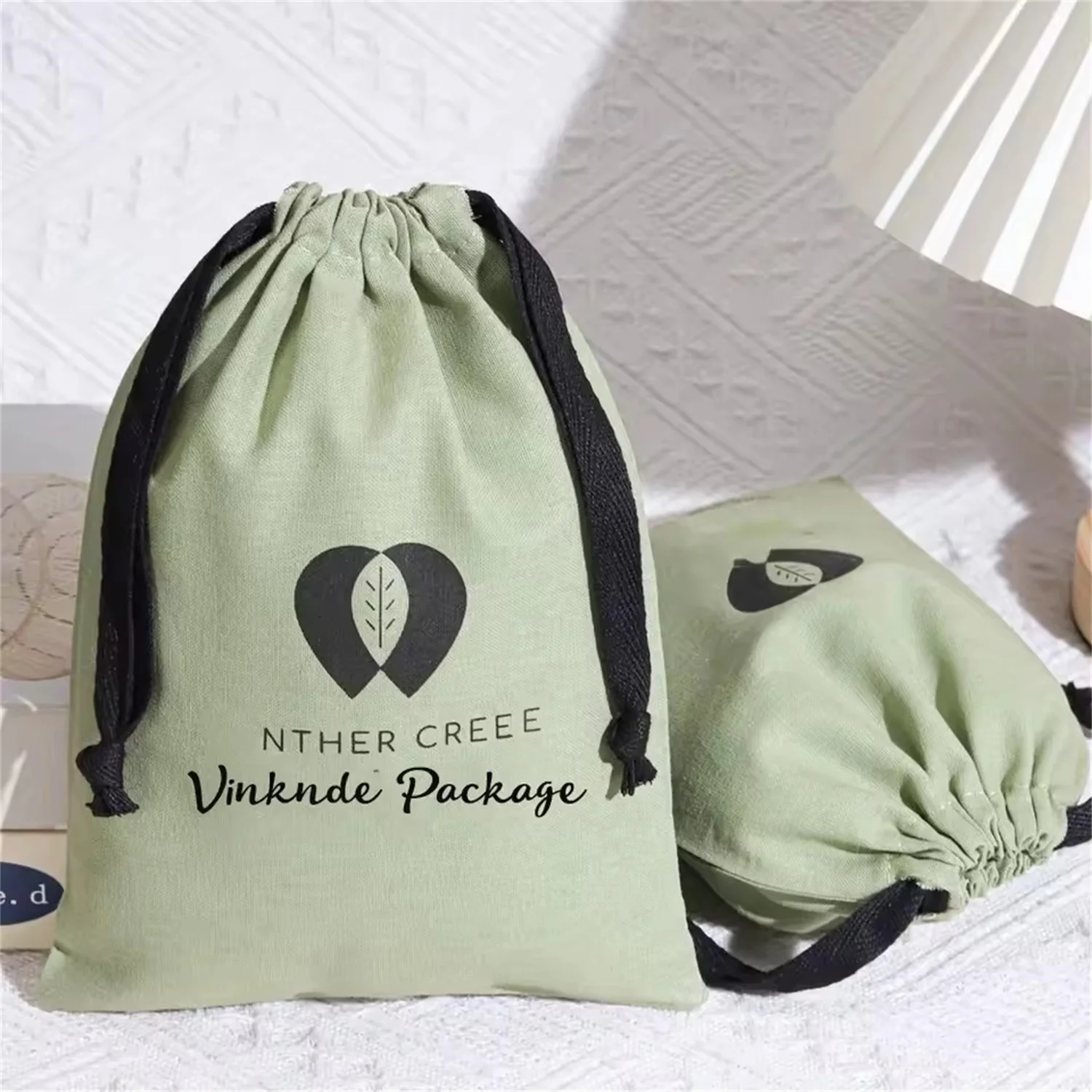 Canvas Drawstring Bag Thick Cotton Muslin Gift Bags Personalized Logo Jewelry Earrings Packaging Pouches Travel Perfume Storage