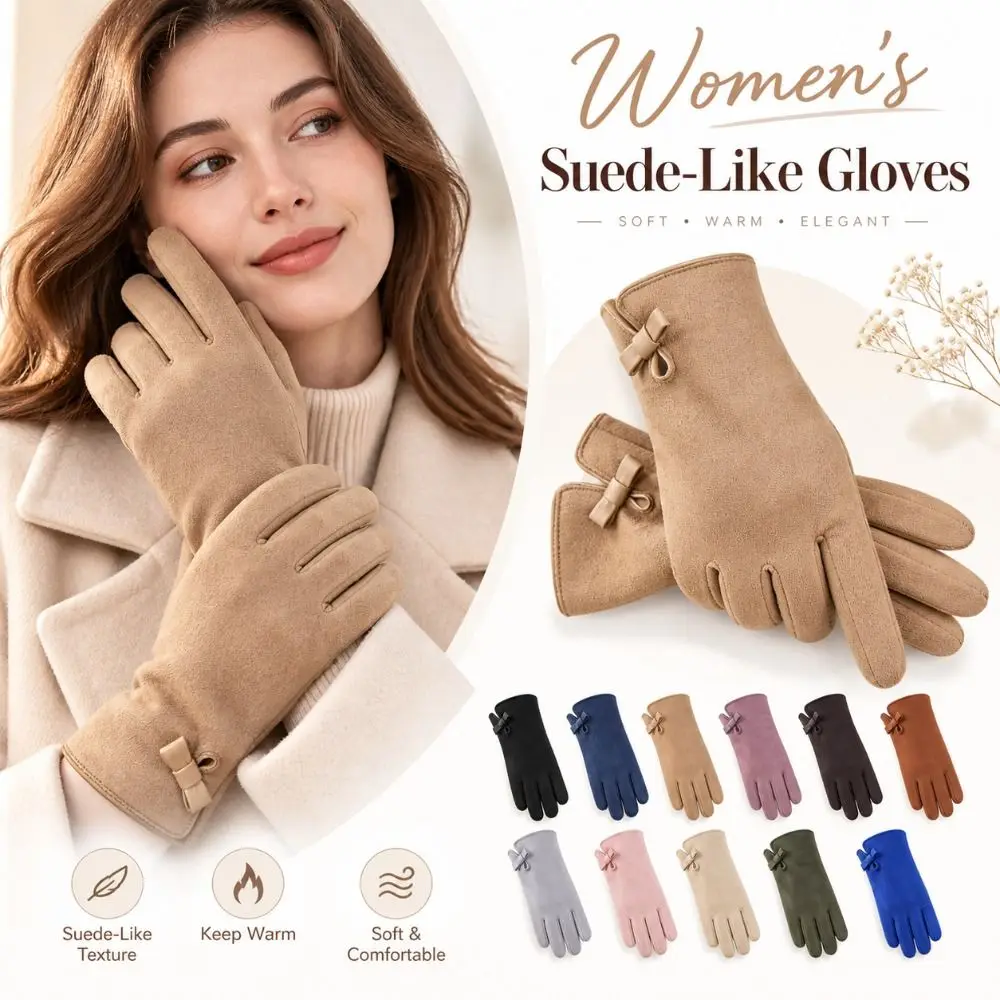 New Suede-Like Winter Gloves Warm Touchscreen Women's Mittens Windproof Wind Resistant Touchscreen Gloves Outdoor
