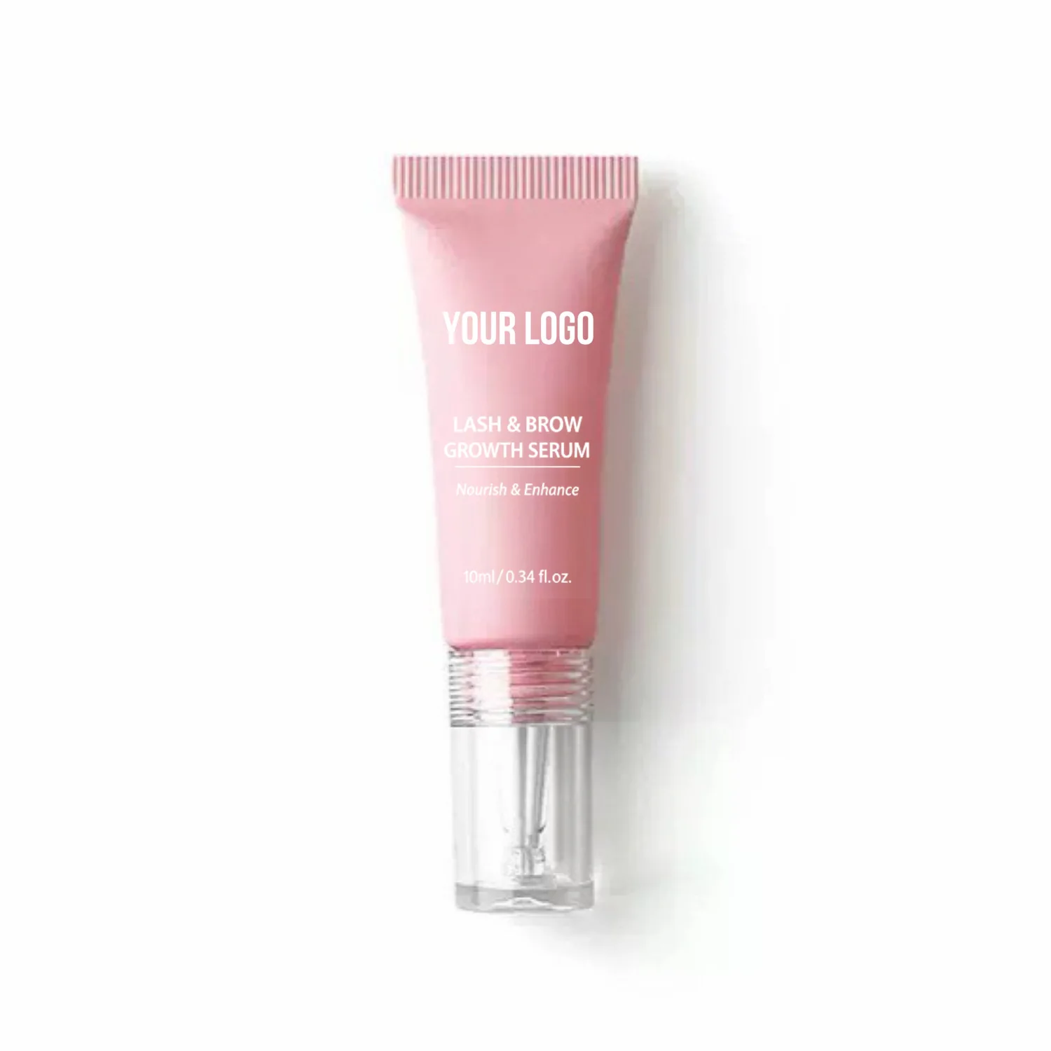 Private Label Eyelash Growth Serum Custom Logo 10ml Eyelash & Eyebrow Lengthening Serum Natural Plant-based Pink Tube Makeup