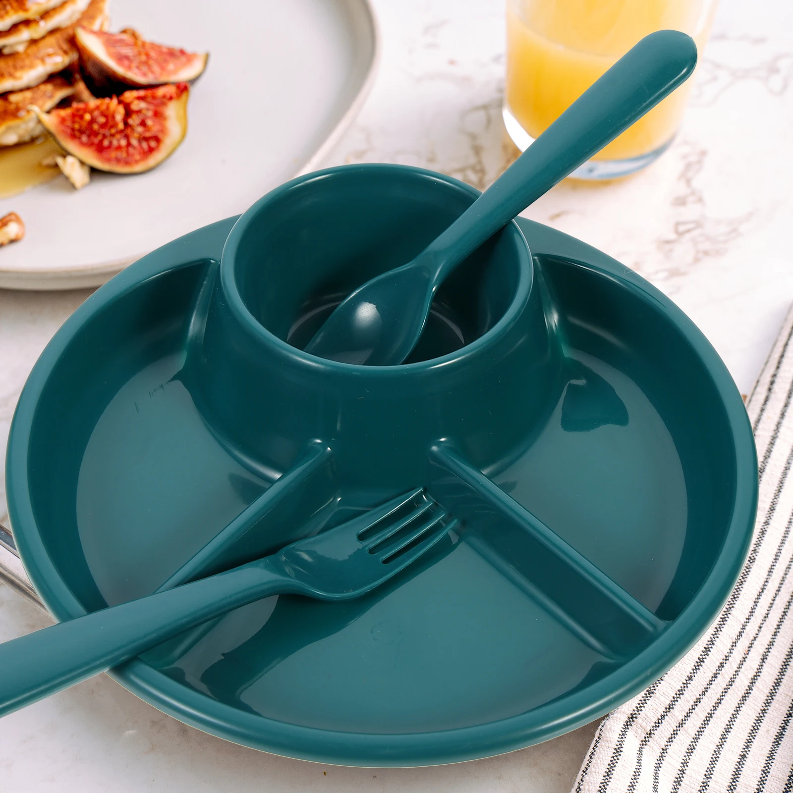 

Plastic Divided Plates Toddler Feeding Containers Dishwasher Safe Easy Clean Home Breakfast Kids Food Section Reusable Family