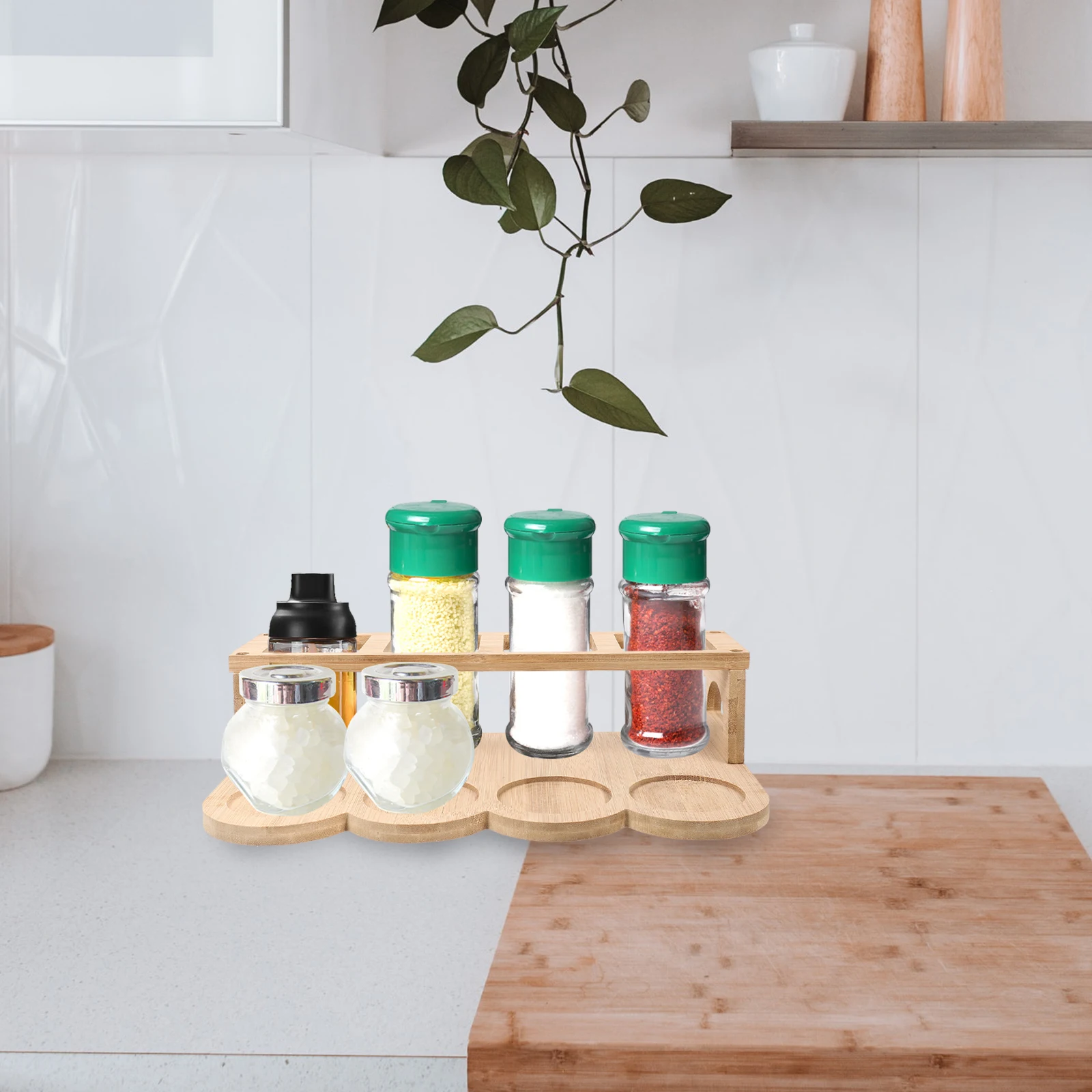 

Oiler Rack Table Spice Presentation Kitchen Seasoning Bottle Stand Holder Wooden