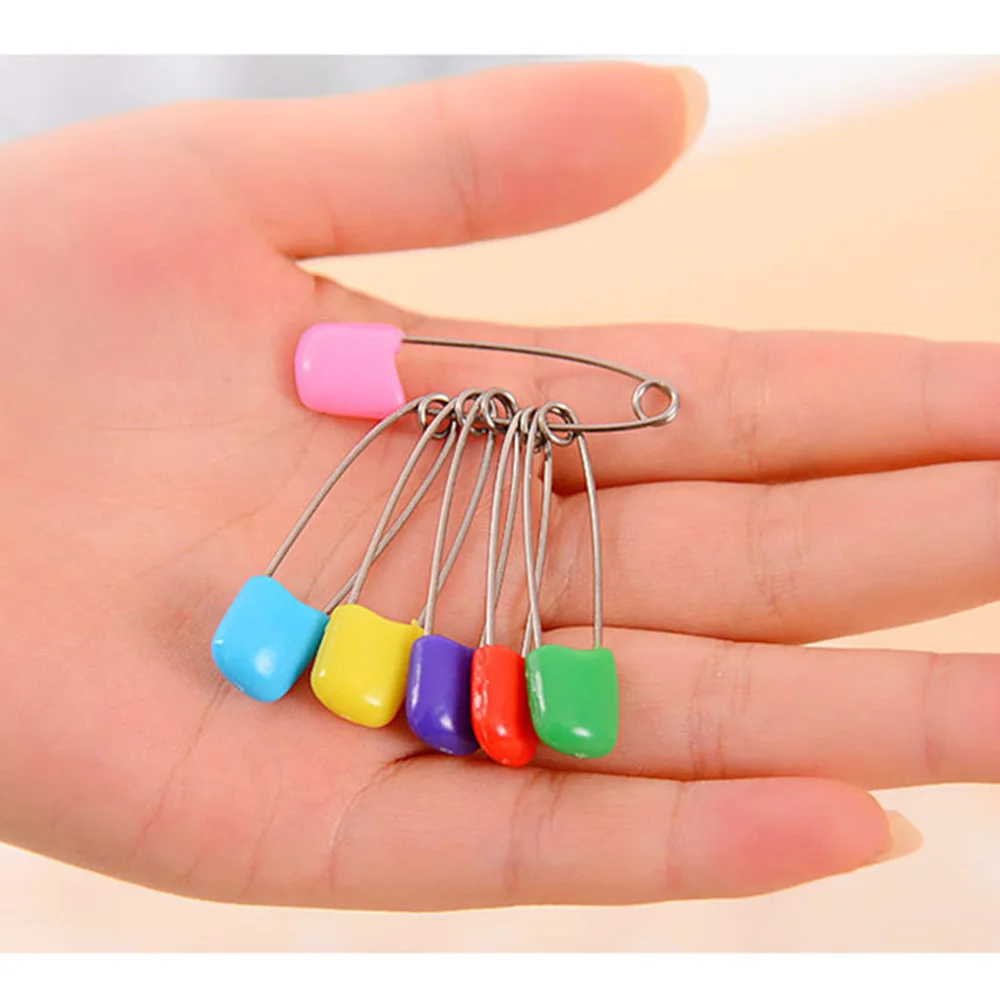 10Pcs/Lot Stainless Steel Safety Pins Kids Cloth Nappy Locking Brooch Buckles Baby Care Shower Diaper Clips Holder DIY Craft