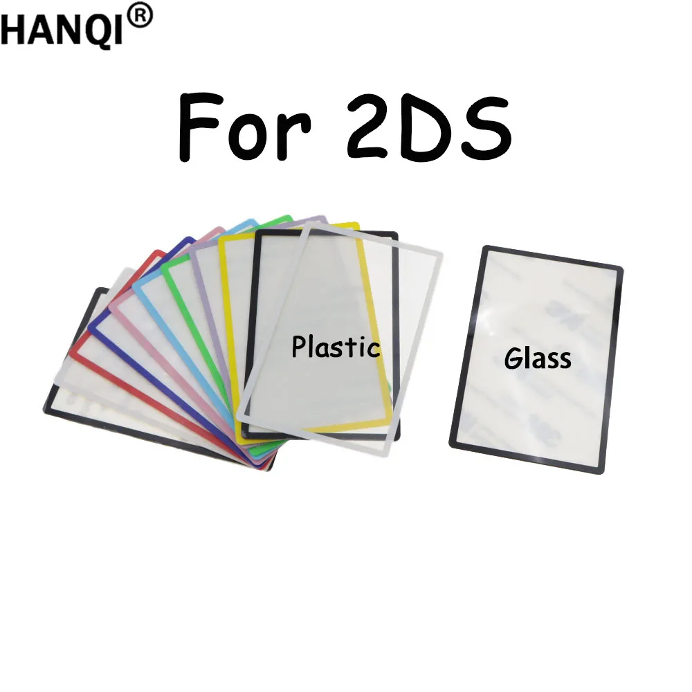 1PCS Plastic Glass Upper Top Screen Lens Cover With Adhesive For 2DS, LCD Outer Protective Frame Lens Replacement Repair Parts