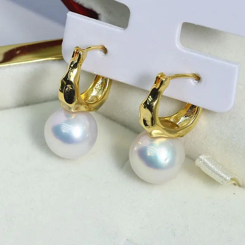 4PCS E167 Gold Plated Copper Irregular Hollow Ring Pearl Stud Earrings Findings Jewelry Making DIY Jewelry Accessories